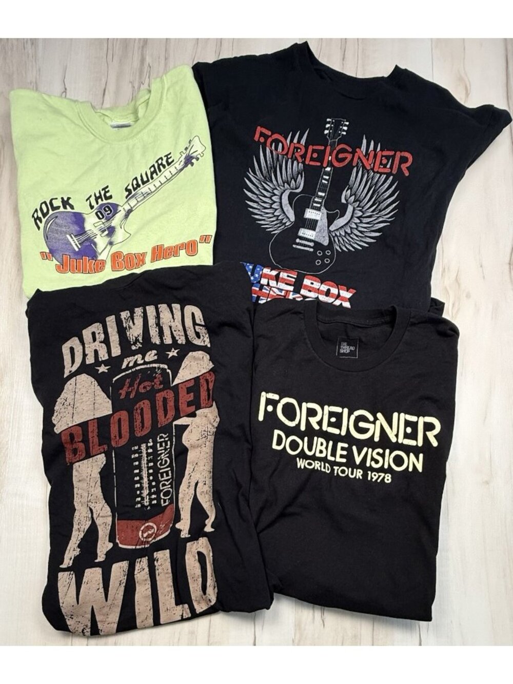 Lot 4 FOREIGNER Adult M/L Merch Graphic T-SHIRTS Double Vision Hot Blooded Juke